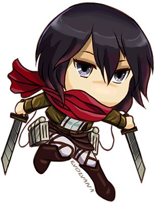 Banner Black And White Download Chibi By Evolvana On - Mikasa Chibi (372x437), Png Download