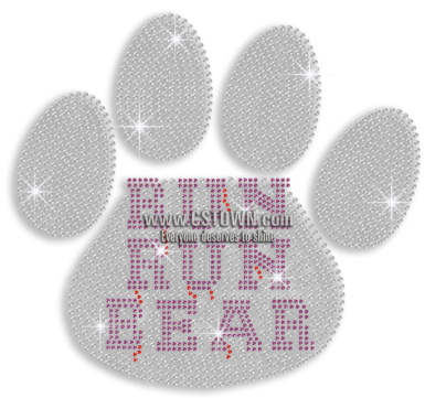 Run Run Bear Paw Iron-on Rhinestone Transfer - Cross-stitch (450x450), Png Download