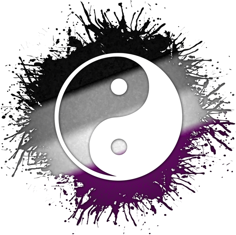 Yin And Yang Symbol Silhouetted Out Of Asexual Flag - Cafepress Lgbt Judaic Menorah Square Sticker 3" X 3" (800x800), Png Download