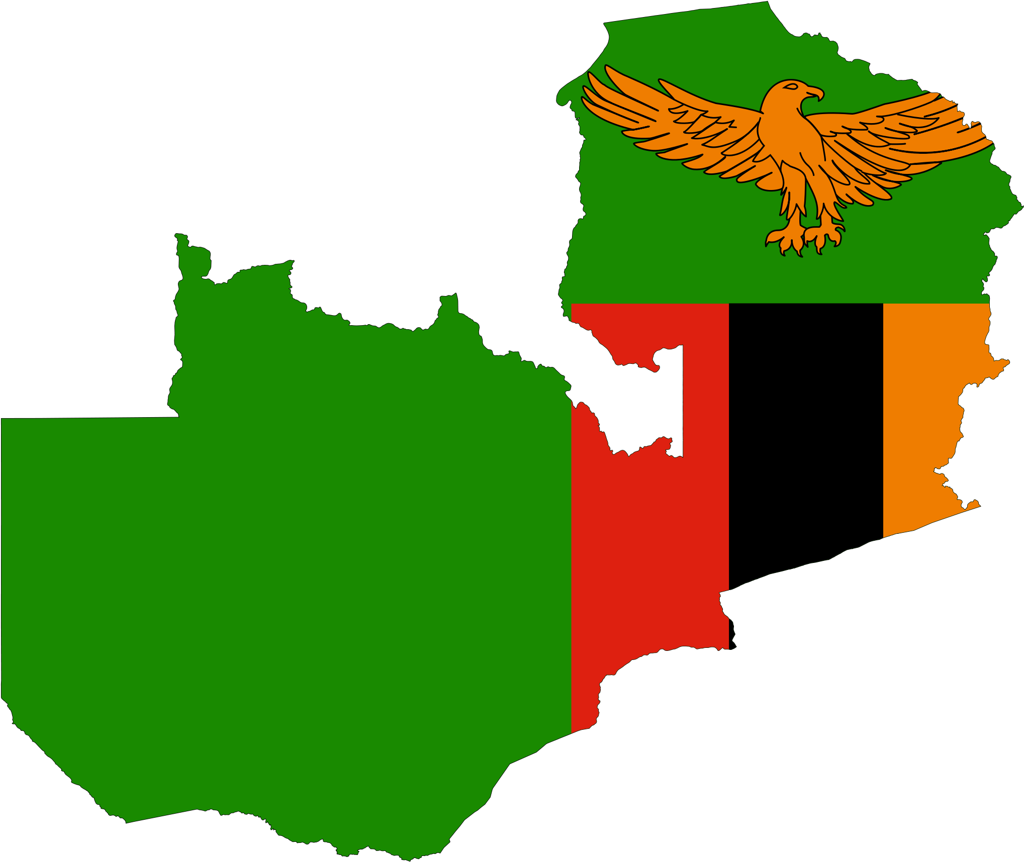 Zambia Flag Map (2048x1725), Png Download