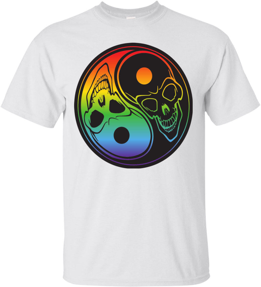 Rainbow Yin Yang Halloween Special Shirt - Blk Skull Yin Yang 2 Queen Duvet (1155x1155), Png Download