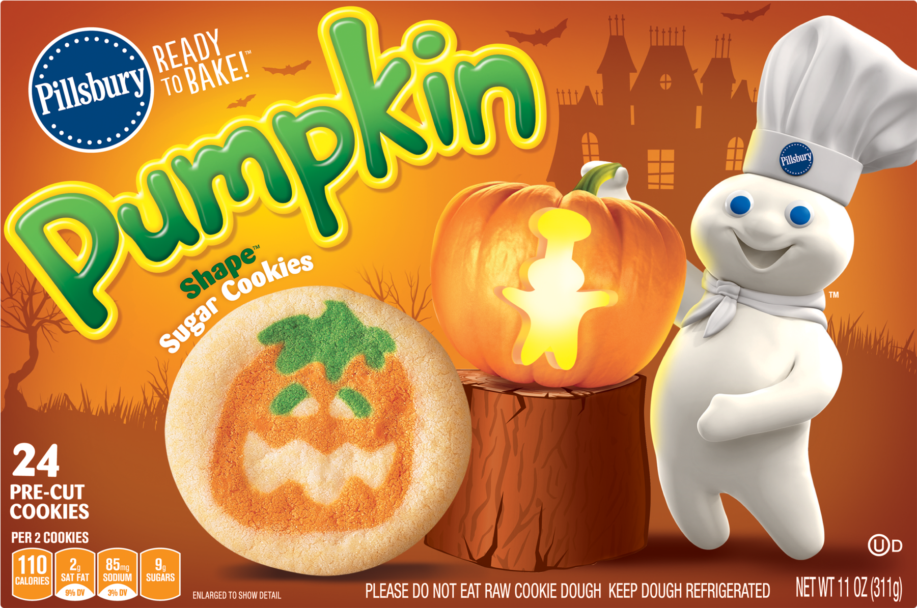 Pillsbury Ready To Bake Pumpkin Shape Sugar Cookies (1800x1800), Png Download