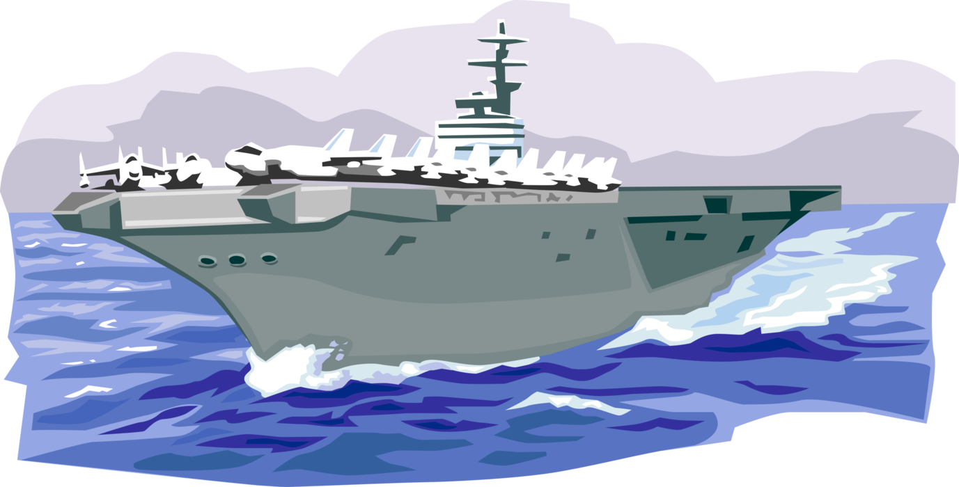 Vector Illustration Of United States Navy Aircraft - Free Aircraft Carrier Clip Art (1377x700), Png Download