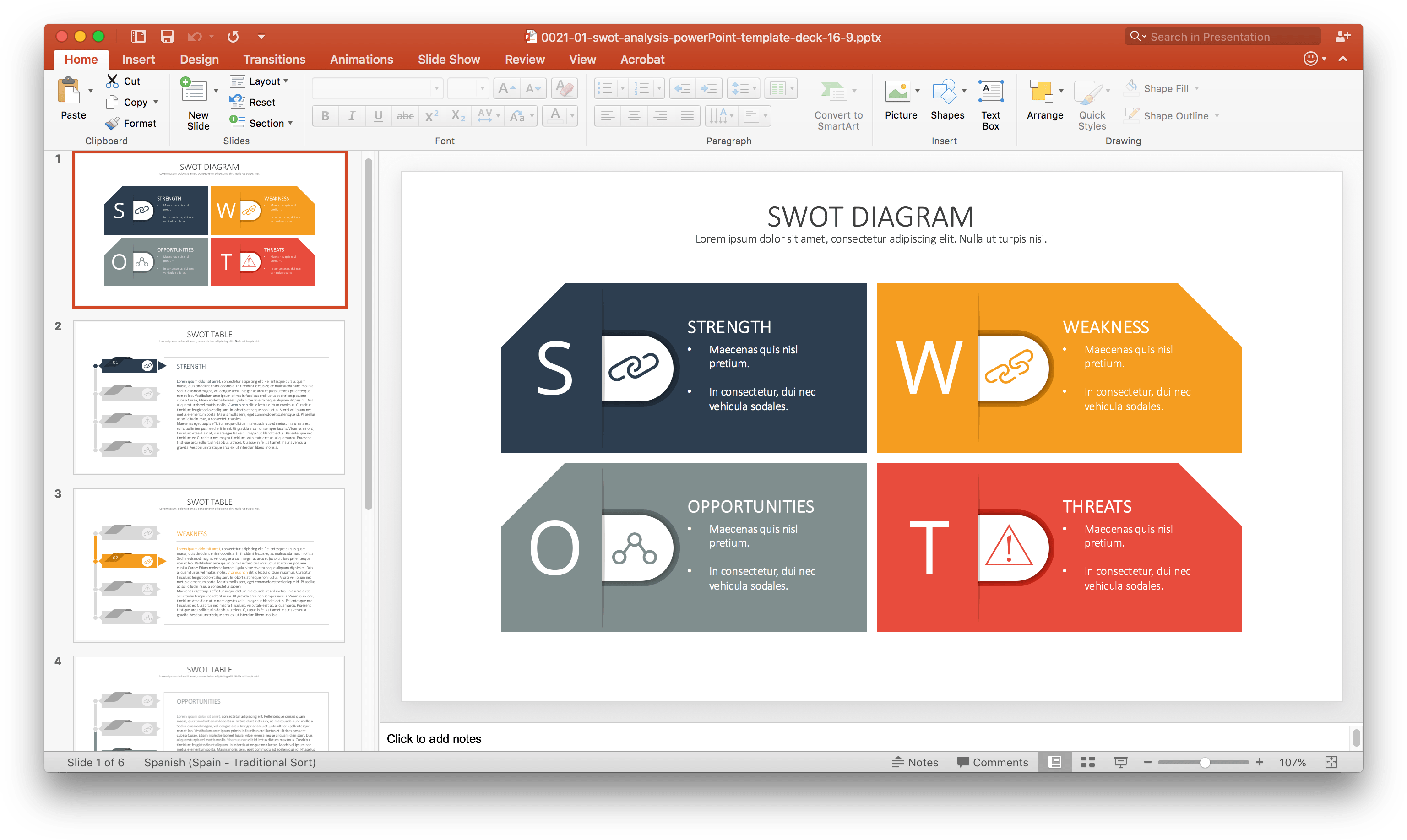 A Modern Source For Business Powerpoint Templates Png - Swot Analysis Design Template (3104x1858), Png Download