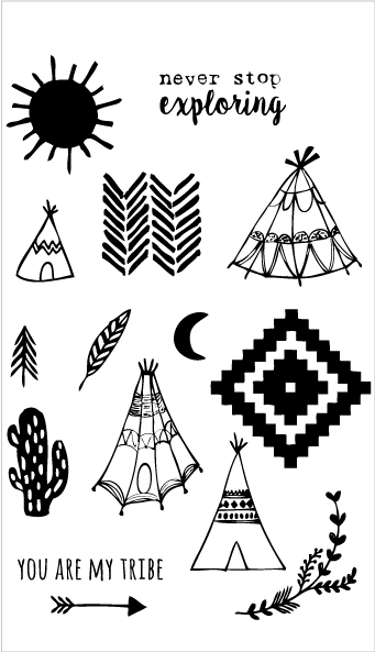 20132 Never Stop Exploring Teepee Set - Flora & Fauna Clear Stamp Set - Never Stop Exploring (341x593), Png Download