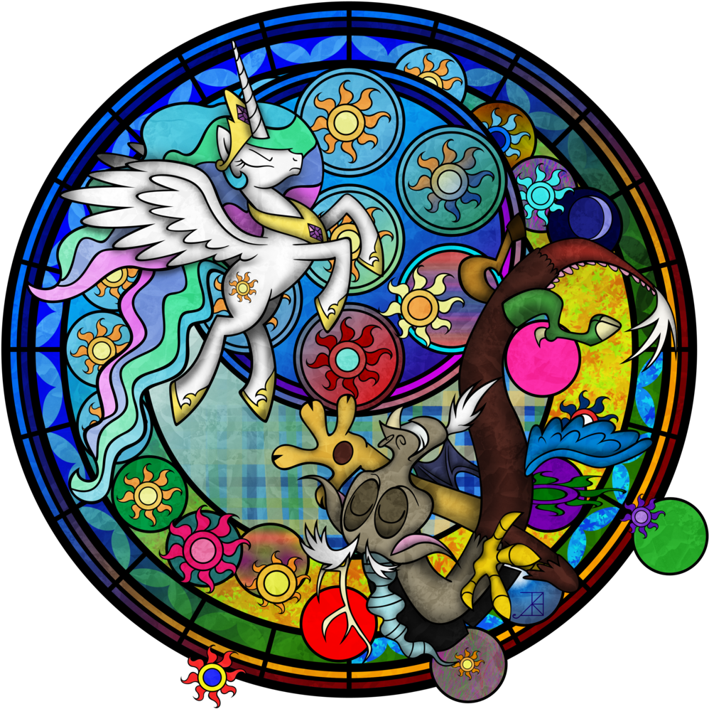 Akili-amethyst, Discord, Dive To The Heart, Kingdom - My Little Pony Stained Glass Discord (1024x1024), Png Download
