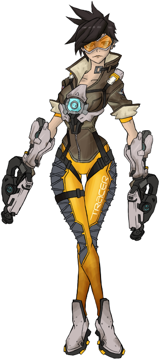 Serious Tracer - Tracer Overwatch Character Design (500x749), Png Download