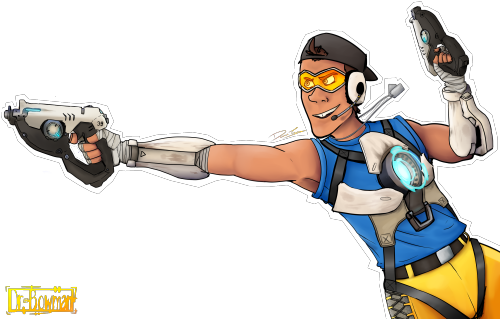 The Scout As Traceroverwatch / Team Fortress - Tracer And Scout Fanart (500x367), Png Download