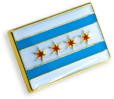 'chicago Flag' Pin - Chicago (600x543), Png Download