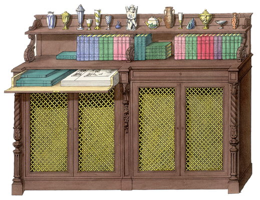 Poster Bookcase Vintage Antique Old History Book Write - Vintage Bookcase Cartoon (519x400), Png Download