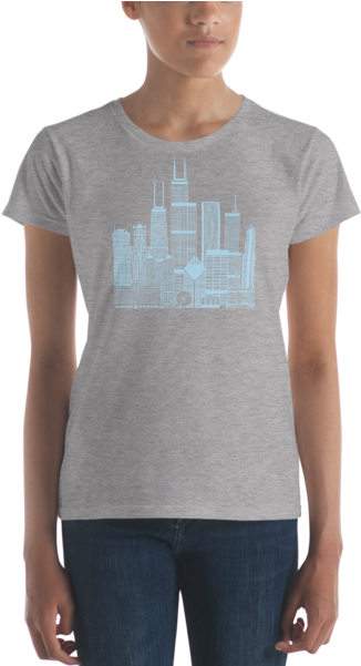 "chicago Squared" Women's Short Sleeve T-shirt - Shirt (600x600), Png Download