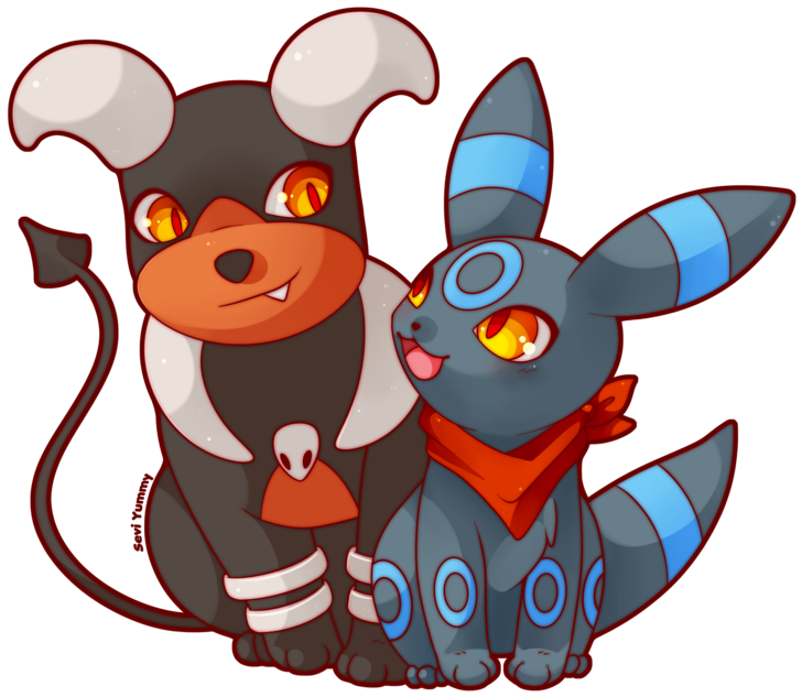 Graphic Library Commission Shiny Umbreon And Houndoom - Houndoom And Shiny Umbreon (800x800), Png Download