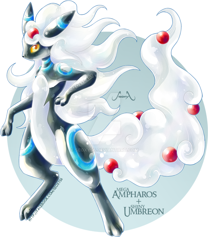 Mega Ampharos Shiny Umbreon - Shiny Umbreon Fusions (838x953), Png Download