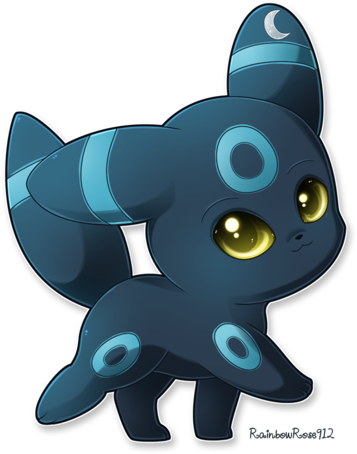 Blue Rings, Not Yellow, And Yellow Eyes Instead Of - Umbreon Shiny Kawaii (855x934), Png Download