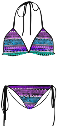 Tribal Pattern Purple Bikini Custom Design Stella Saksa - Thin Blue Line Bikini (498x498), Png Download
