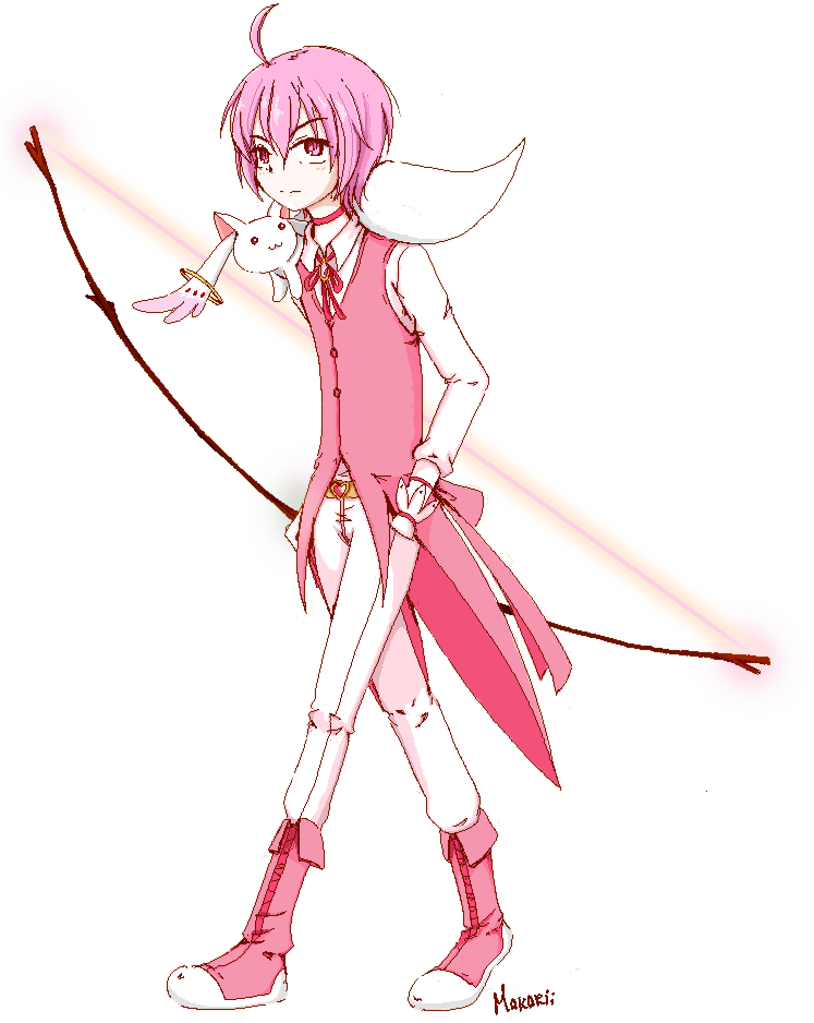 Kaname Madoka, Kaname Madou, And Kyubey Drawn By - Madoka Magica Male Madoka (750x1003), Png Download