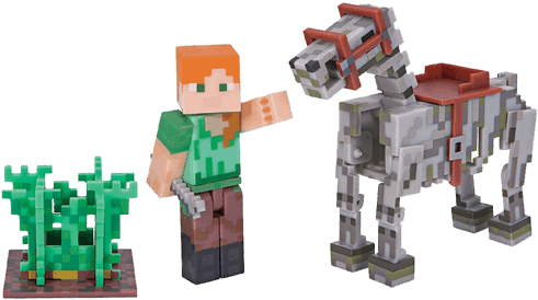 Minecraft Alex With Skeleton Horse (600x600), Png Download