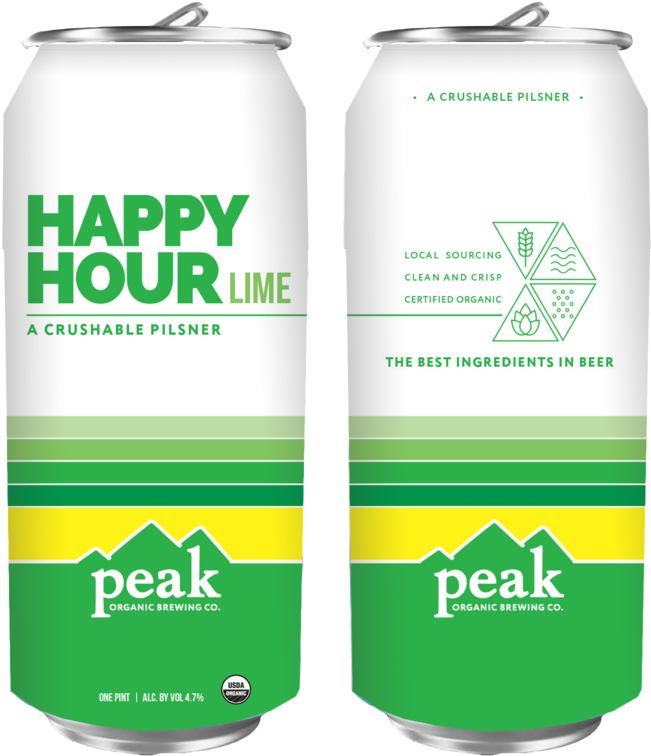 Happyhour Lime 16oz Can Mockup - Peak Organic Happy Hour Lime (1000x1000), Png Download