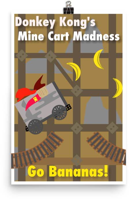 Donkey Kong's Mine Cart Madness Ride Poster - Donkey Kong (1000x1000), Png Download