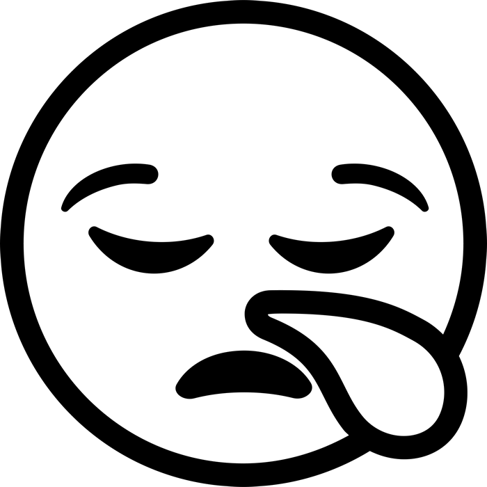 Sleepy Face Emoji Rubber Stamp - Tired Emoji Black And White (700x700), Png Download