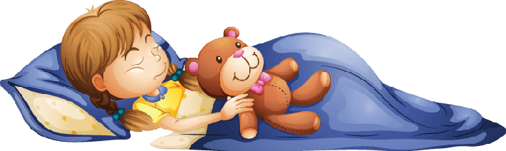 Young Girl Sleeping With A Toy - Sleeping Girl Clipart Png (710x212), Png Download