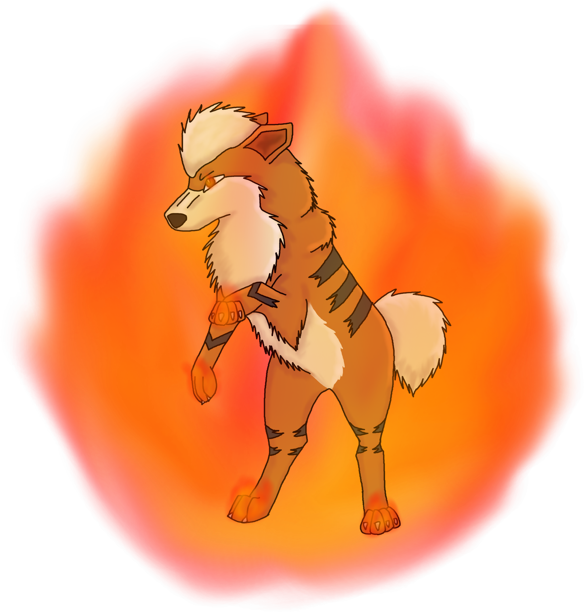 Growlithe Used Flare Blitz By Mistysnowdrift - Cartoon (2000x1977), Png Download