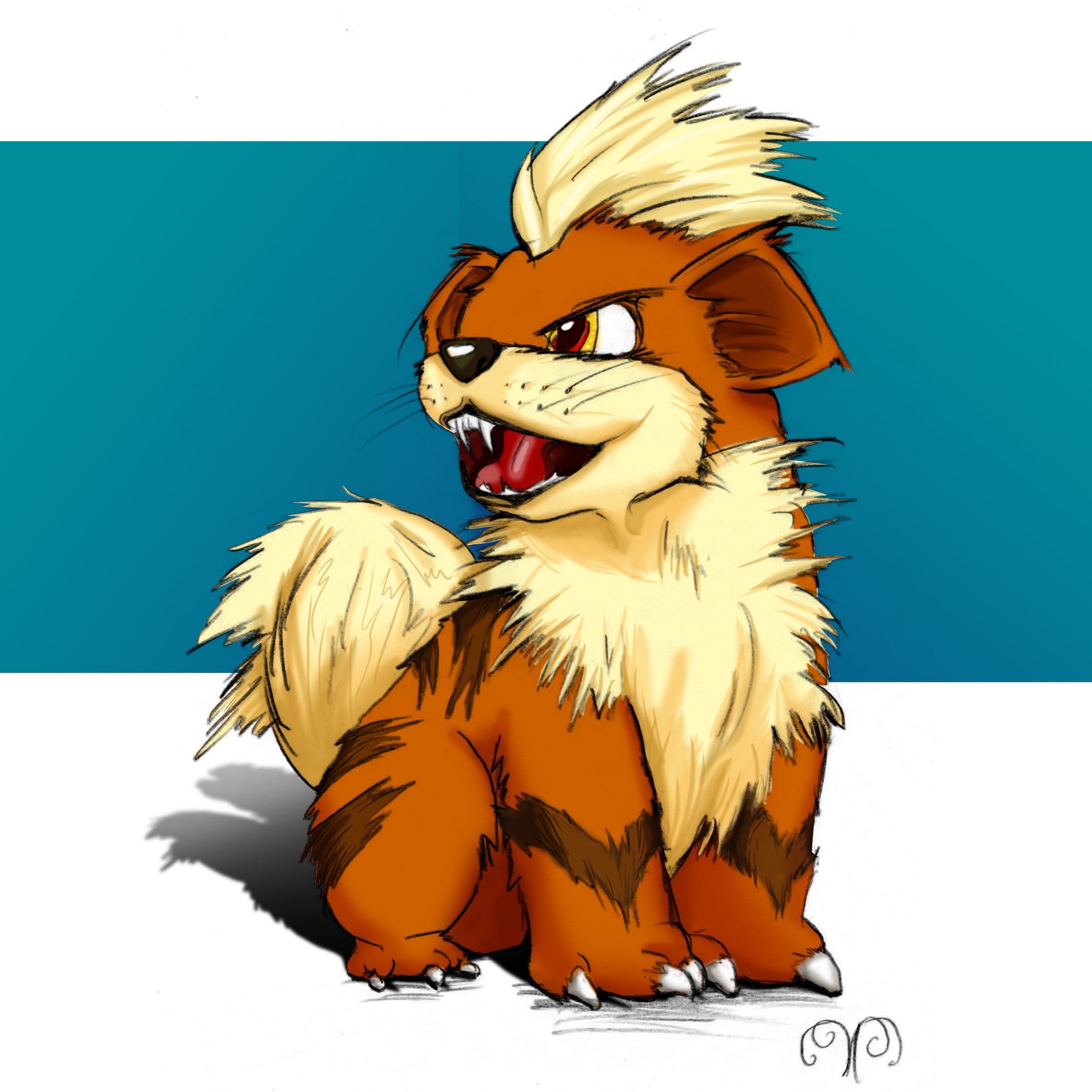 Growlithe Painting - Cartoon (2366x2366), Png Download