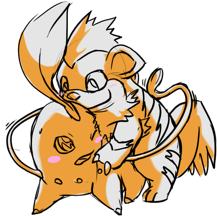 E621 Alpha Channel Ambiguous Gender Chikorita Duo Feral - Cartoon (774x800), Png Download