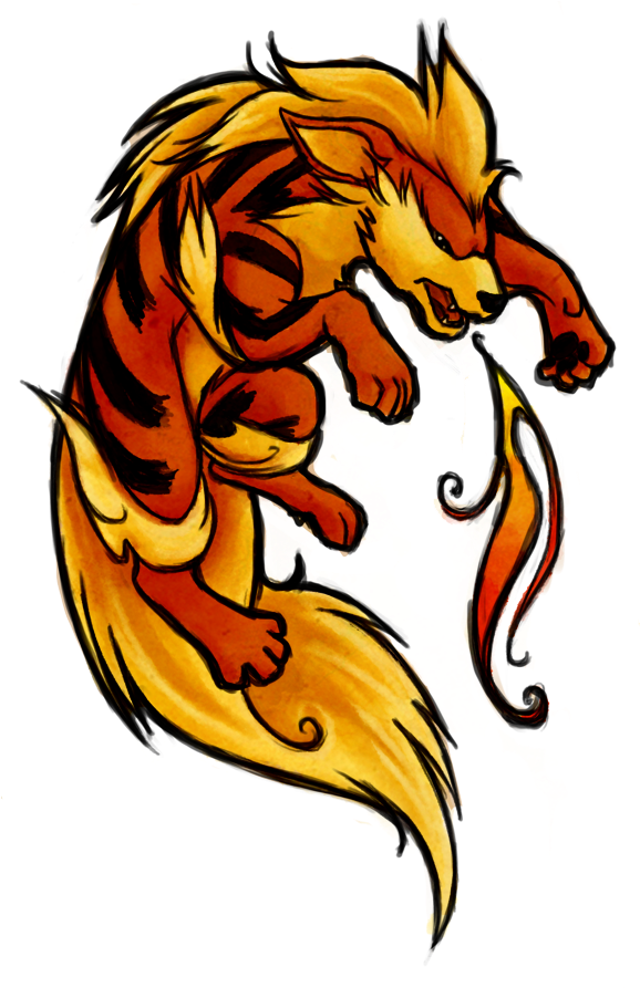 Arcanine - Ninetales And Arcanine Tattoo (577x900), Png Download
