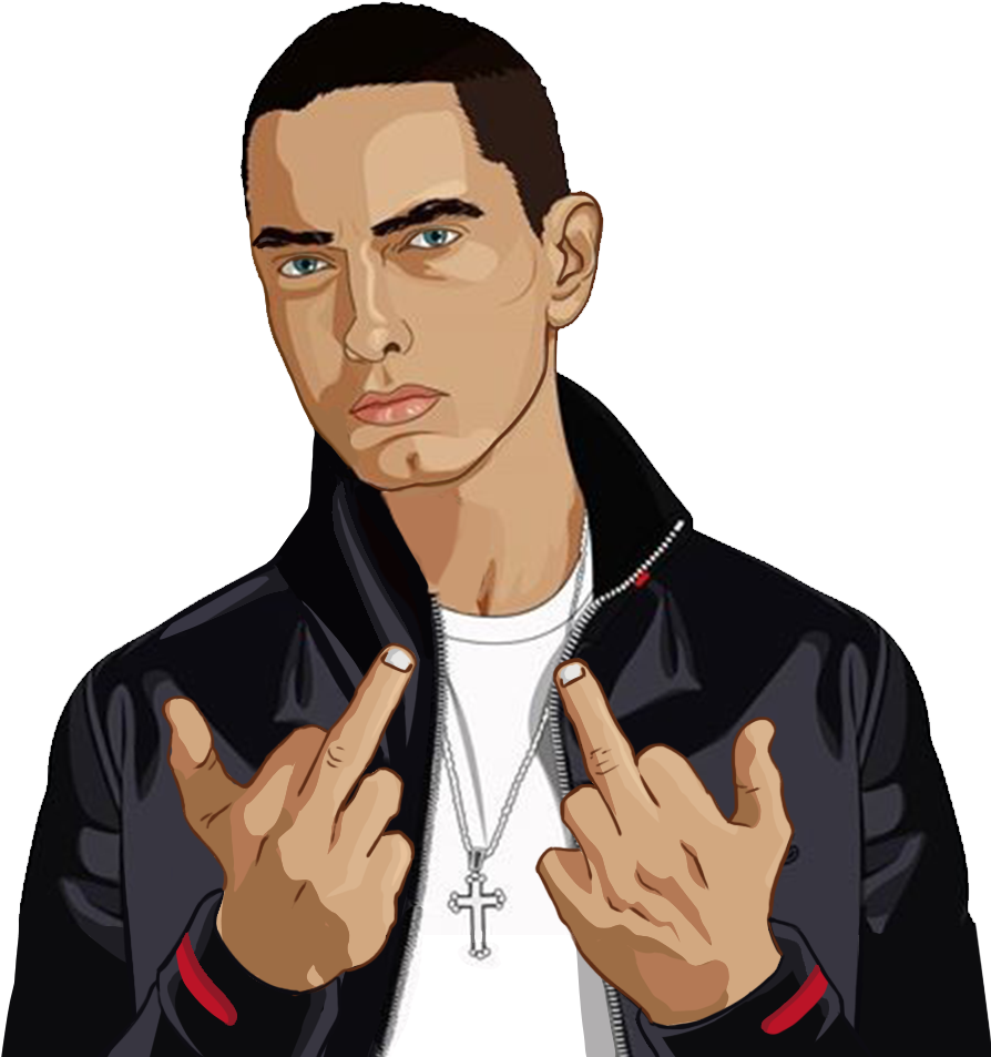 Eminem Pocket T - Eminem Middle Finger (988x991), Png Download