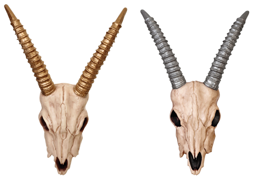 Gazelle Skull-gold/silver - Boneyard Halloween Ram Head With Bronze Horns (650x409), Png Download