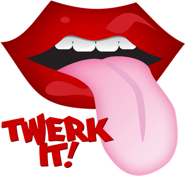 Twerk It Tongue - Tongue Out Rectangle Sticker (400x380), Png Download