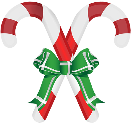 Candy Cane Ribbon And Bow Clipart - Candy Cane With Ribbon (472x445), Png Download
