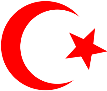 Red Moon Cliparts - Red Crescent And Star (353x500), Png Download