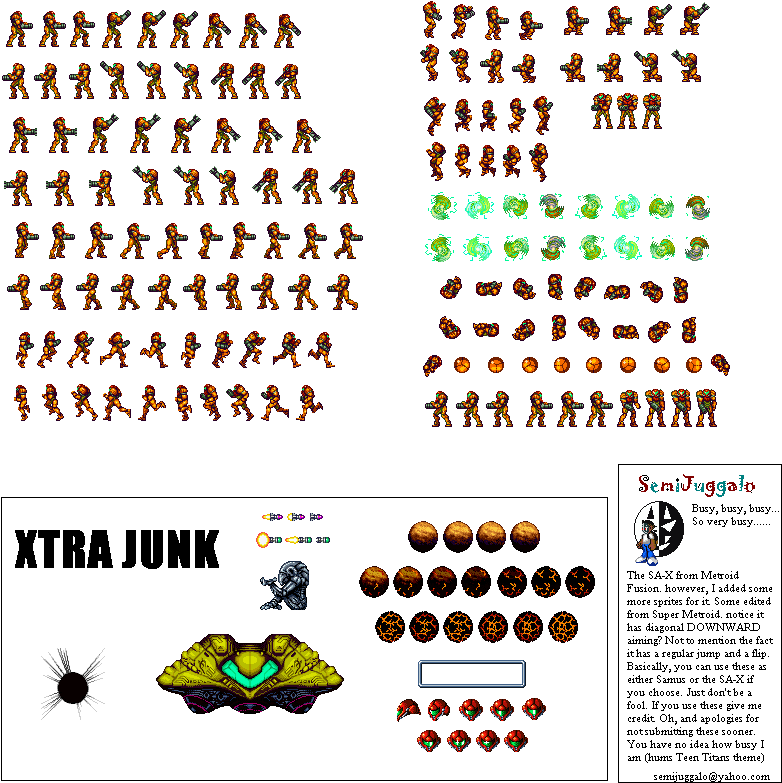 Sa-x Clone - Metroid Sa X Sprites (800x800), Png Download