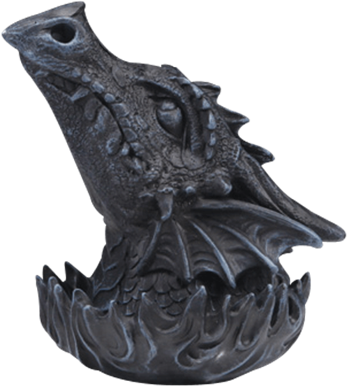 Stone Gray Dragon Head Incense Burner - Esi Black Dragon Head Cone Incense Burner 6 1/2" H (555x555), Png Download