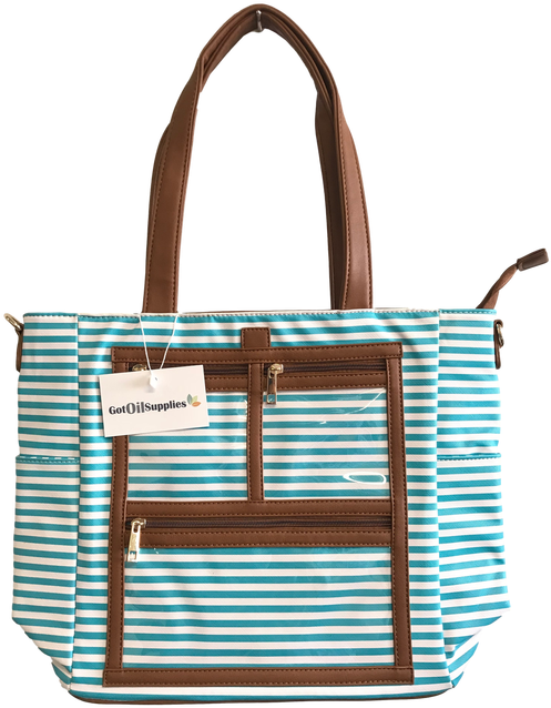 Turquoise And White Striped Essential Oil Designer - Birkin Bag (500x656), Png Download