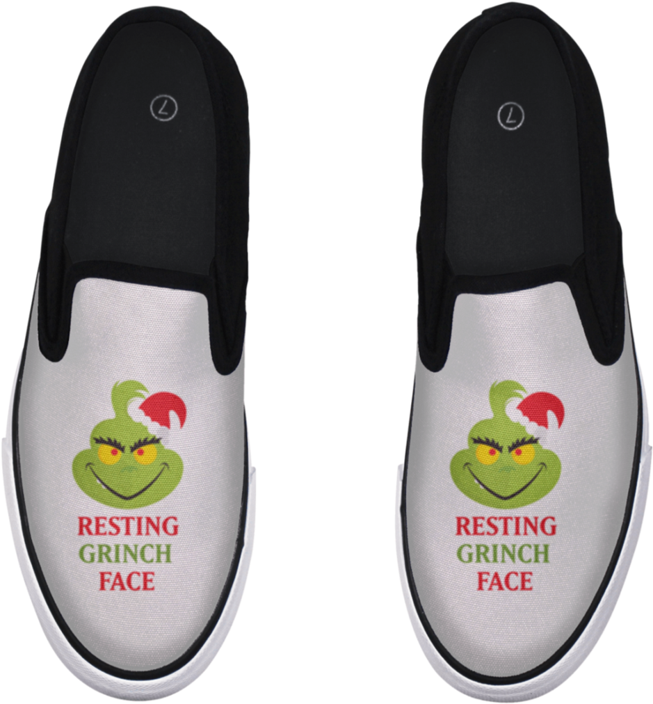 Resting Grinch Face Slip-on Shoe - Shoe (1024x1024), Png Download