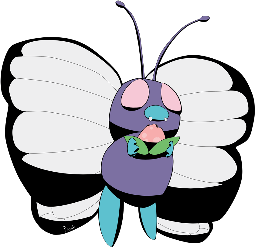 Butterfree Eating A Pecha Berry - Pokemon Butterfree Eating (900x900), Png Download