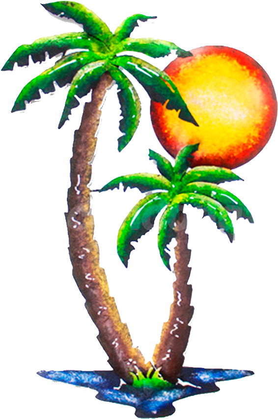 Palm And Sun Decorative - Palm Trees (1000x1000), Png Download
