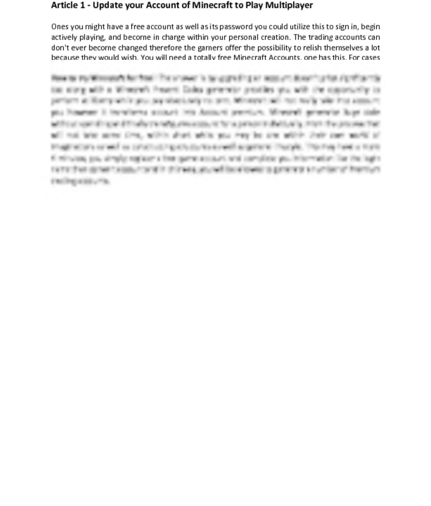 Update Your Account Of Minecraft To Play Multiplayerones - Cover Letter (850x1100), Png Download