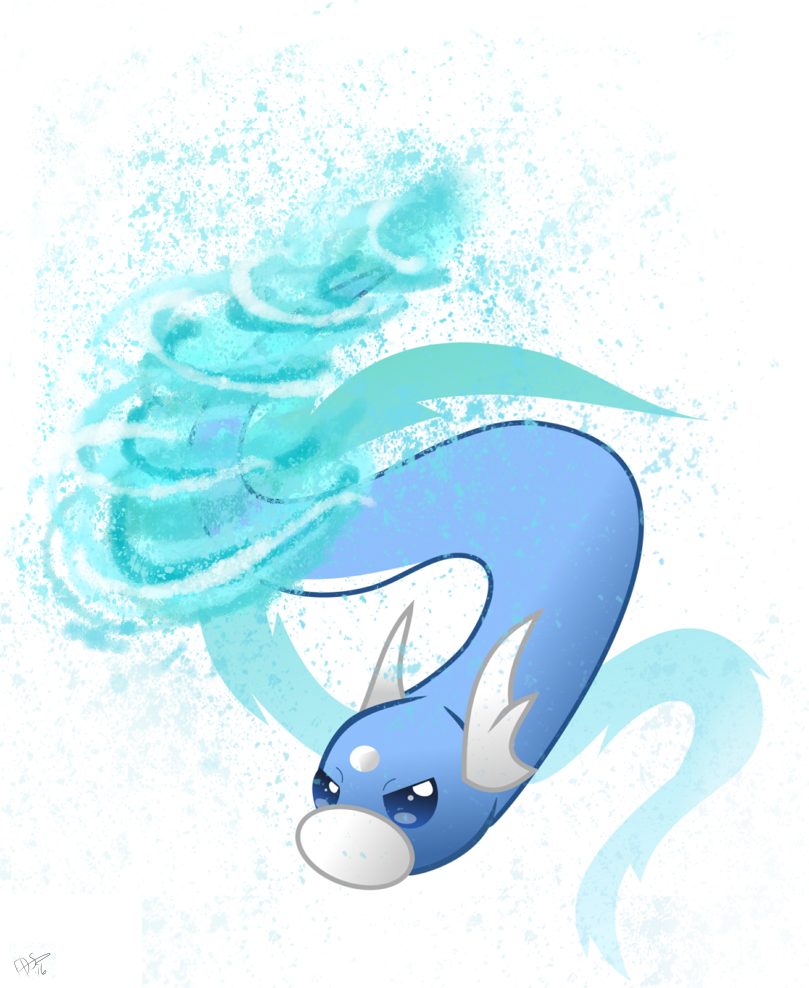 Dratini Used Aqua Tail By Fillydrawsilly - Cartoon (809x988), Png Download