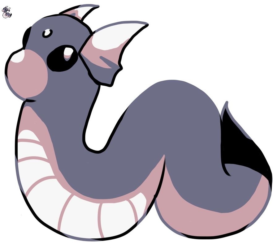 Retro Dratini - Cartoon (1000x1000), Png Download