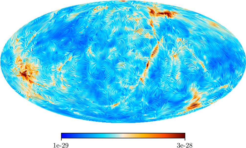 Sky View Of The Magnetic Field Strength And Orientation - Magnetic Field (1019x619), Png Download