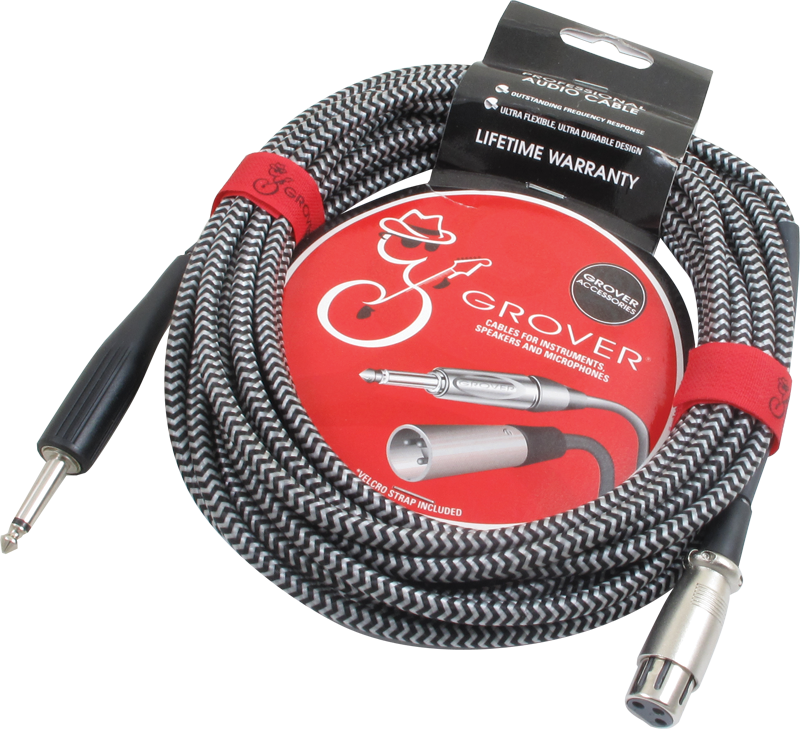 Grover Gp425 Microphone Cable, 25', Xlr To 1/4', - Grover Xlr Female To Male Cable Braided 25ft Gp-425 (800x729), Png Download