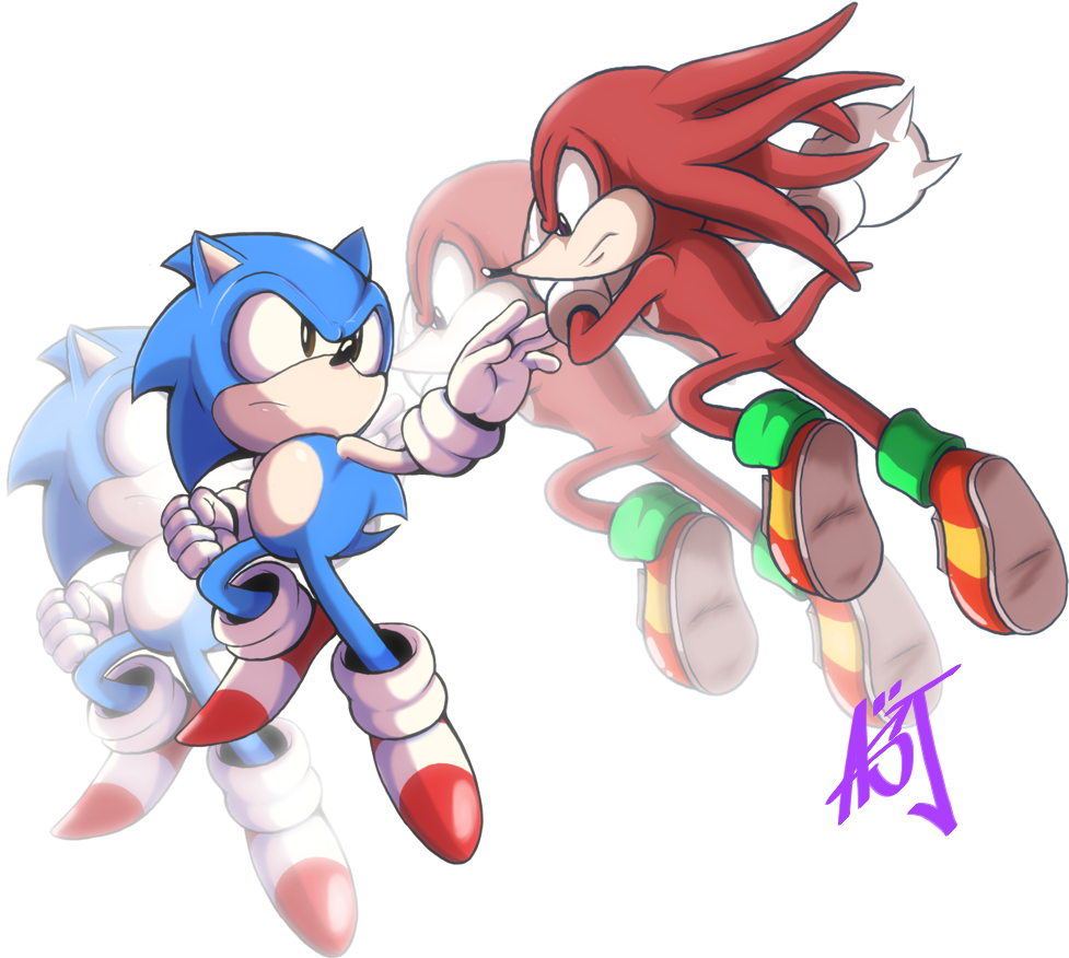Sonic Vs Knuckles - Sonic The Hedgehog Vs Knuckles (1013x884), Png Download