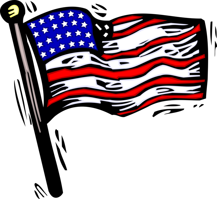 Vector Illustration Of American Flag Of United States (764x700), Png Download