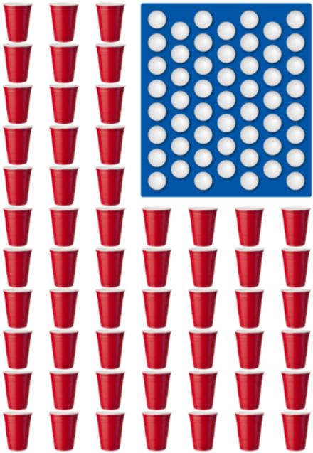 Beer Pong Drinking Game American Flag - Usa Flag Beer Pong (790x691), Png Download