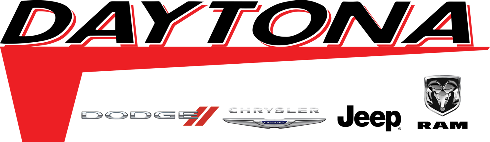 Daytona Chrysler Dodge Jeep Ram & Fiat - Daytona Chrysler Dodge Jeep Ram Logo (1600x466), Png Download