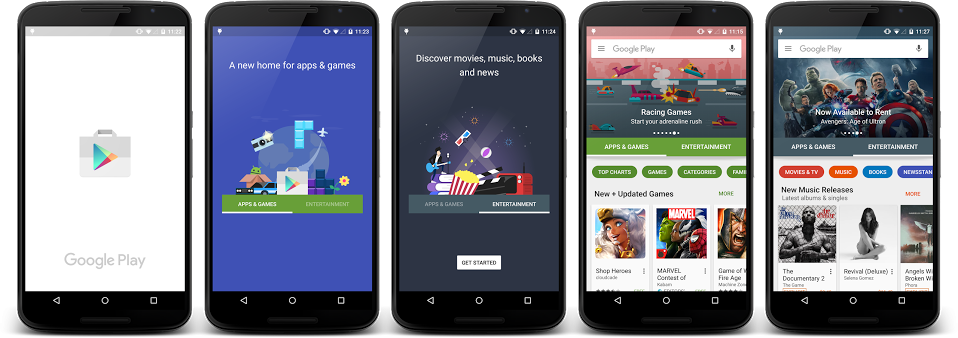 Google Play Store New Design - Play Store Redesign (958x338), Png Download